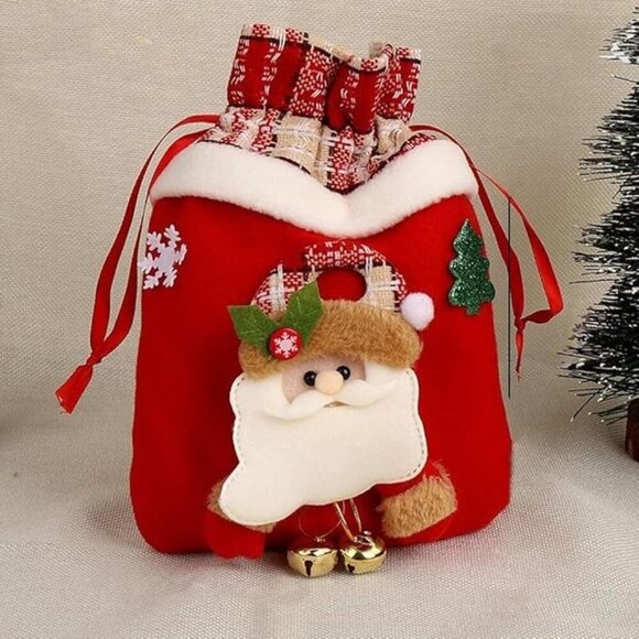 Hanging Reindeer Elk Xmas Ornament Bell Tree Decor Jewelry Storage Gift Bag - Picture 6 of 6